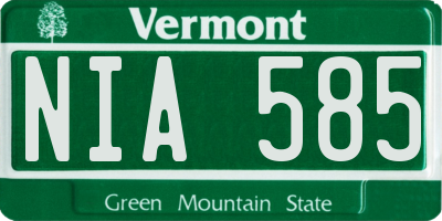 VT license plate NIA585