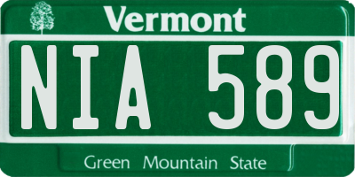 VT license plate NIA589