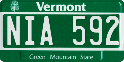 VT license plate NIA592