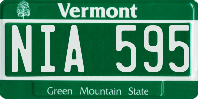 VT license plate NIA595