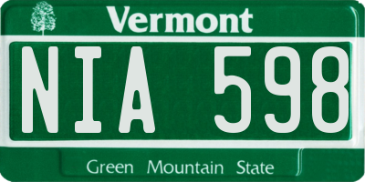 VT license plate NIA598