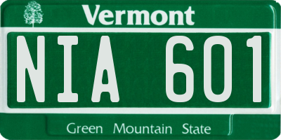 VT license plate NIA601