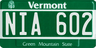 VT license plate NIA602