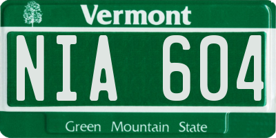 VT license plate NIA604