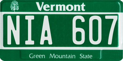 VT license plate NIA607