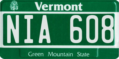VT license plate NIA608