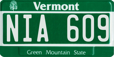 VT license plate NIA609