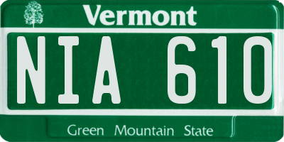 VT license plate NIA610