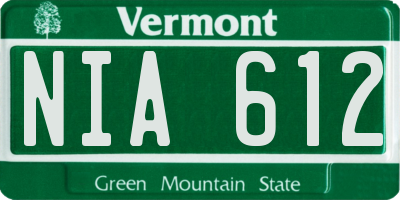 VT license plate NIA612