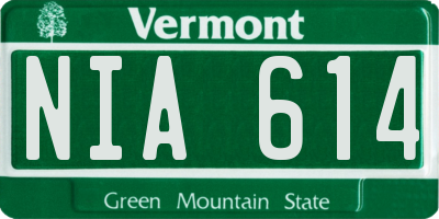 VT license plate NIA614