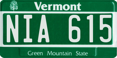 VT license plate NIA615
