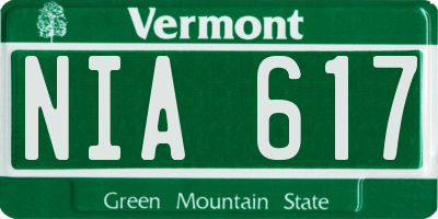 VT license plate NIA617