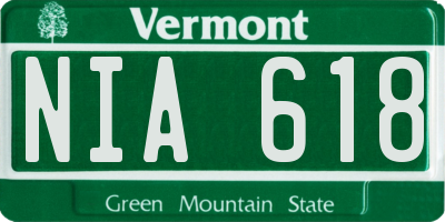 VT license plate NIA618