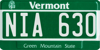 VT license plate NIA630