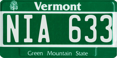 VT license plate NIA633