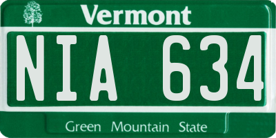 VT license plate NIA634