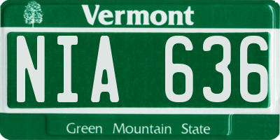 VT license plate NIA636
