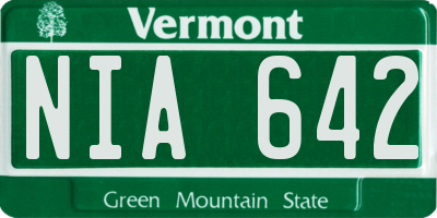 VT license plate NIA642