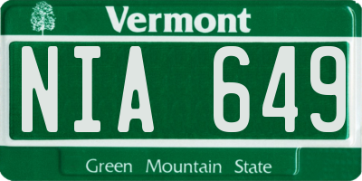 VT license plate NIA649