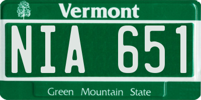 VT license plate NIA651