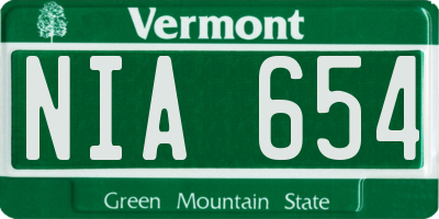 VT license plate NIA654