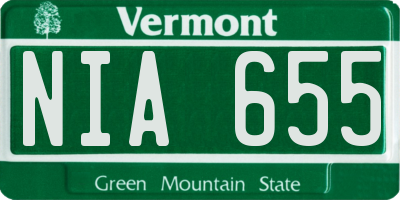 VT license plate NIA655