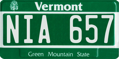 VT license plate NIA657