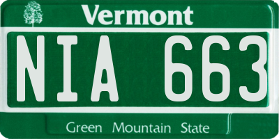 VT license plate NIA663