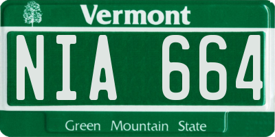 VT license plate NIA664