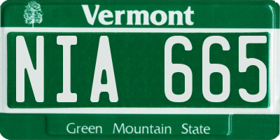 VT license plate NIA665
