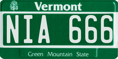 VT license plate NIA666