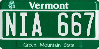 VT license plate NIA667