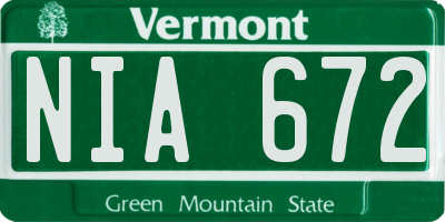 VT license plate NIA672