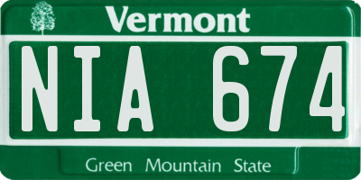 VT license plate NIA674