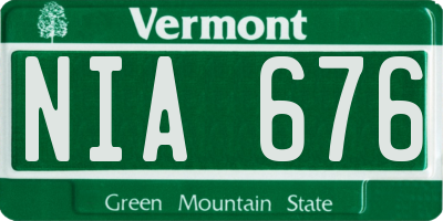 VT license plate NIA676
