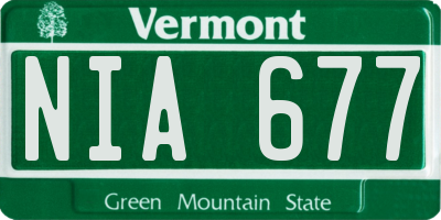 VT license plate NIA677