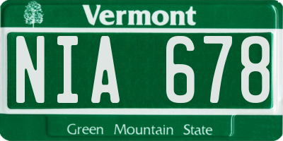 VT license plate NIA678