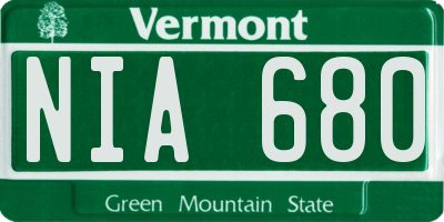 VT license plate NIA680