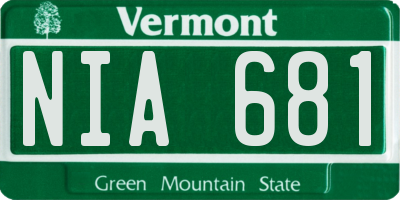 VT license plate NIA681