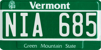VT license plate NIA685