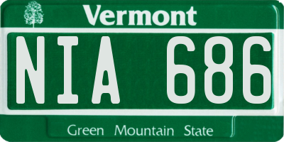 VT license plate NIA686