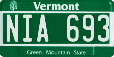 VT license plate NIA693