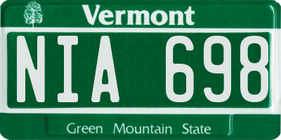 VT license plate NIA698