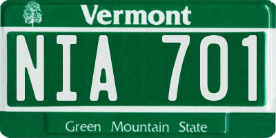 VT license plate NIA701
