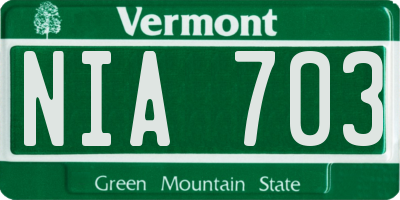 VT license plate NIA703