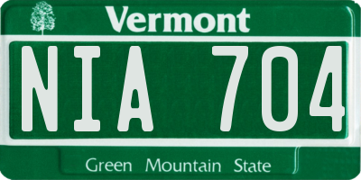 VT license plate NIA704