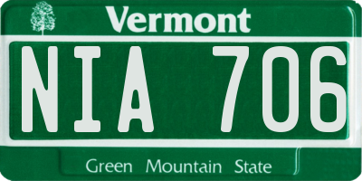 VT license plate NIA706