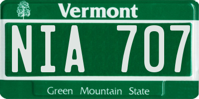 VT license plate NIA707