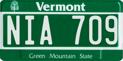 VT license plate NIA709