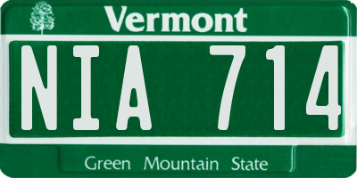VT license plate NIA714